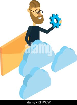 Young people and technical support Stock Vector