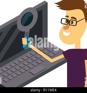 Man with laptop Stock Vector