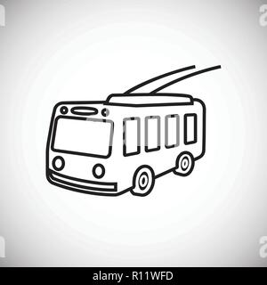 Trolley bus thin line on white background Stock Vector