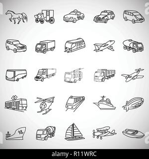 Transportation and vehicles thin line on white background Stock Vector