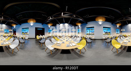 3d render 360 degrees living and dining room Stock Photo