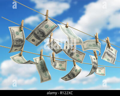 concept of money laundering dollar money bills on roupe 3d ender Stock Photo