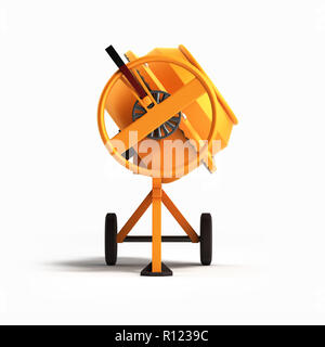 Concrete mixer 3D illustration on white Stock Photo