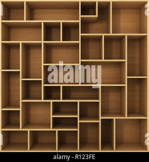Light bookcase with shelves isolated on white background Stock Photo