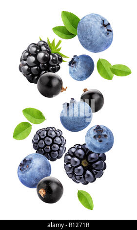 Flying berries isolated on white background with clipping path Stock Photo