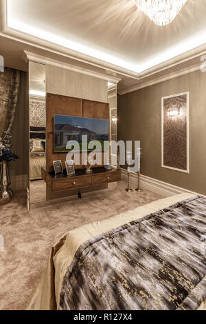 Interior of luxury bedroom in brown color Stock Photo
