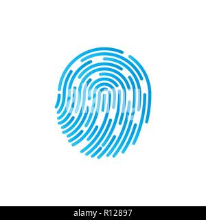 Identification symbol. Fingerprint icon. Vector illustrations. Flat design. Stock Vector