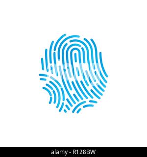 Identification symbol. Fingerprint icon. Vector illustrations. Flat design. Stock Vector