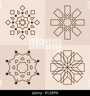 Abstract symmetric geometric shapes, symbols for your design. Vector set of logo design templates and emblems. Geometric signs collection isolated on  Stock Vector
