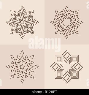 Abstract symmetric geometric shapes, symbols for your design. Vector set of logo design templates and emblems. Geometric signs collection isolated on  Stock Vector