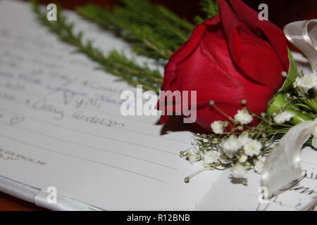 Wedding Rose and Guest Book Stock Photo