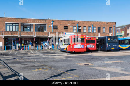 Buses at the Stagecoach bus station at Chichester, West Sussex, England, UK. Stock Photo