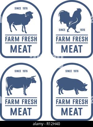 Vintage meat labels. Ideas for Farm Market and butcher shop Stock Vector