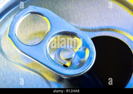 Macro close-up of an opened soda can Stock Photo