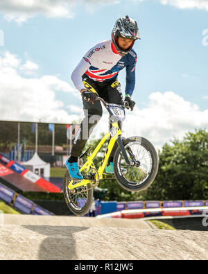 Kye Whyte (Team GB) Glasgow2018 European Championships - BMX Racing Stock Photo