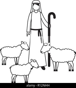 shepherd clipart black and white