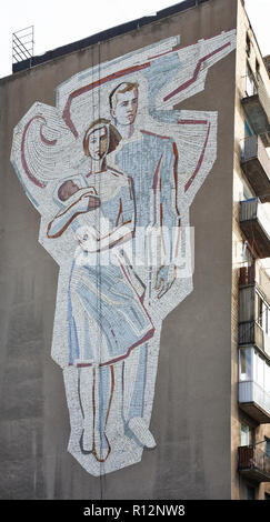 Mosaic on wall of house in Karaganda. Kazakhstan Stock Photo