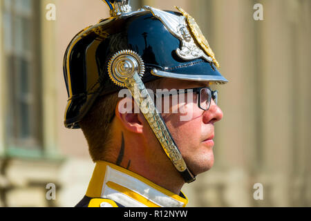 Royal Guard, Stockholm Palace, Stadsholmen Old Town tourist destination in Stockholm is the capital and largest city of Sweden Stock Photo
