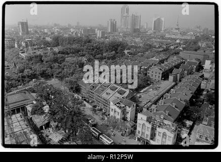 China Shanghai a few days after the massacre in Tiananmen Square in June 1989. Scans made in 2018 Building work in Shanghai 1989 Stock Photo