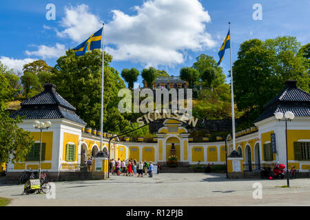 Entrance to Skansen open air museum, Djurgården, Stockholm is the capital and largest city of Sweden Stock Photo