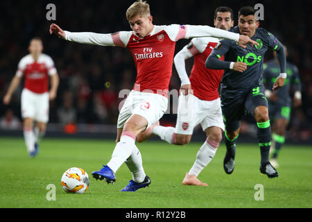 London, UK, 08 November, 2018 Arsenal's Emile Smith Rowe during Europa League Group E  between Arsenal and Sporting Lisbon at Emirates stadium , London, England on 08 Nov 2018.  Credit Action Foto Sport Credit: Action Foto Sport/Alamy Live News Stock Photo