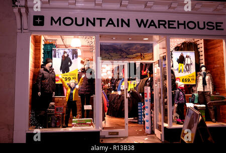 Mountain Warehouse Shop Window Display Advertising Half Price Sale Discounts Stock Photo Alamy