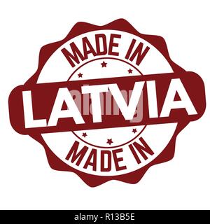 Made in Latvia sign or stamp on white background, vector illustration Stock Vector