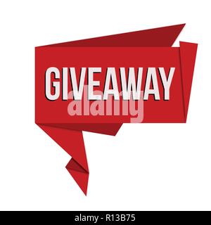 Giveaway red origami speech bubble on white background, vector illustration Stock Vector