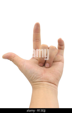 hand on isolated on white background.This had clipping path Stock Photo