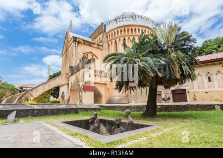 Stone Town, Zanzibar, Tanzania -January 29, 2018 - Sculpture of slaves dedicated to victims of slavery in Stone Town. Stock Photo