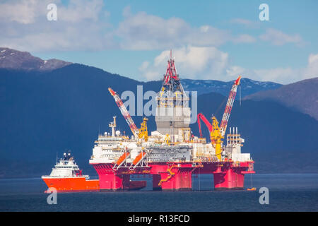 Oil rig near Bergen, Norway. Stock Photo