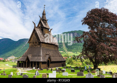 Hopperstad Stave Church.  A stave church, just outside the village of Vikori in Vik Municipality, Sogn og Fjordane county, Norway. Stock Photo