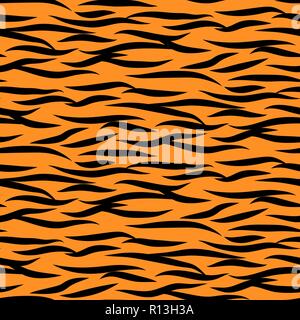 Tiger stripes seamless vector pattern black and orange background print. Stock Vector