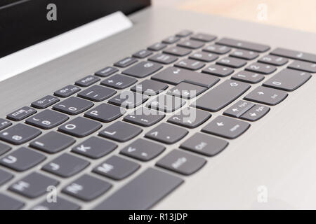 Notebook laptop keyboard selective focus close-up Stock Photo