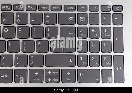 View from above of laptop notebook qwerty keyboard Stock Photo