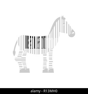 Zebra and barcode. Striped animal. Vector illustration Stock Vector