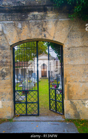 Entrance of the graveyard. Rascafria, Madrid province, Spain. Stock Photo