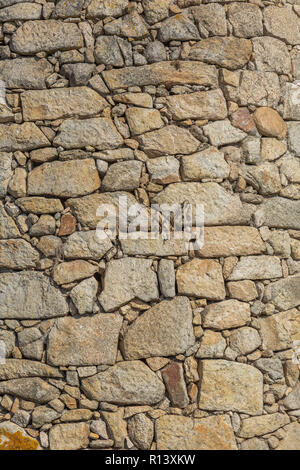 Detailed texture of masonry wall in granite stones, traditionally used in northern Portugal Stock Photo