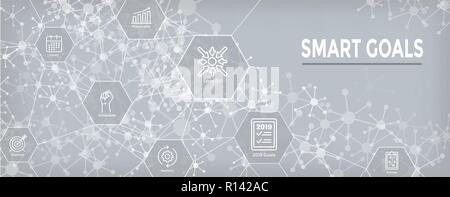 2019 SMART Goals Vector graphic w various Smart goal keywords Stock Vector