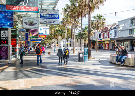 Manly, Australia - 5th June 2015: People on the Corso. The pedestrianised street is the main shopping street. Stock Photo