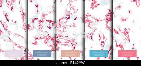 Marble collection abstract pattern texture pastel colorful background card template vector design Stock Vector
