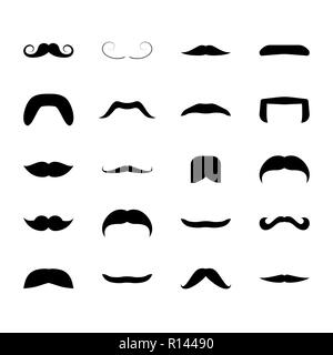 Mustache icons. Mans moustache set of black silhouettes Stock Vector