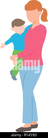 Vector young mother holding her baby Stock Vector