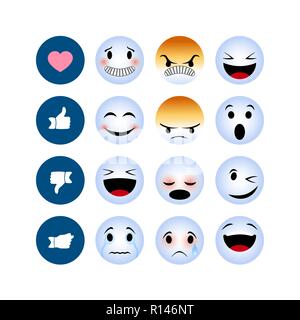 Winter emotion icons isolated on white background. Funny winter Emoji icons Stock Vector