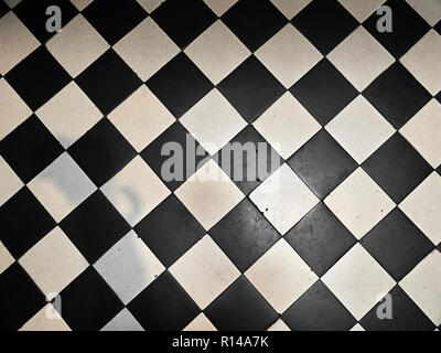 View of a black and white floor pattern Stock Photo