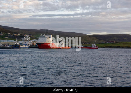 The survey vessel Geoocean III belonging to Geo X,Y,Z in Scalloway Shetland Islands, Scotland, United Kingdom. Stock Photo