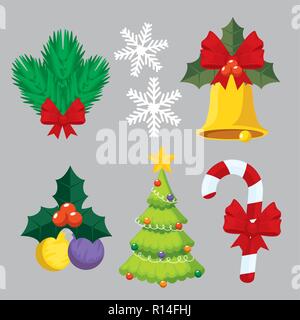 set merry christmas decoration to event vector illustration Stock Vector