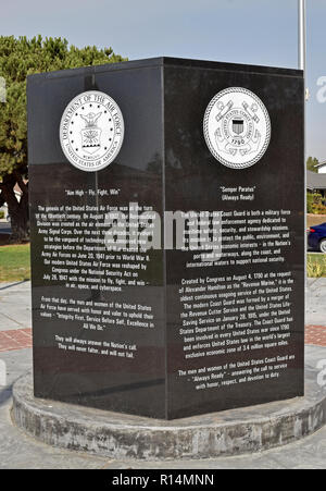 six sided monument in Veterans Memorial Park, Union City, California Stock Photo