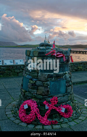 A memorial to the World War 2 'Shetland Bus' covert joint Norwegian and British operations in Scalloway, Shetland Islands, Scotland, United Kingdom. Stock Photo