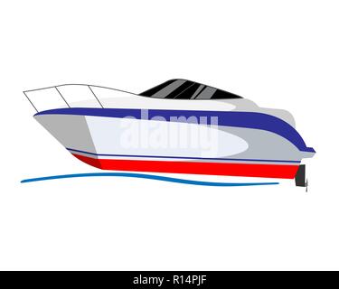 Grey speed boat . Water sport. Vector illustration. Stock Vector
